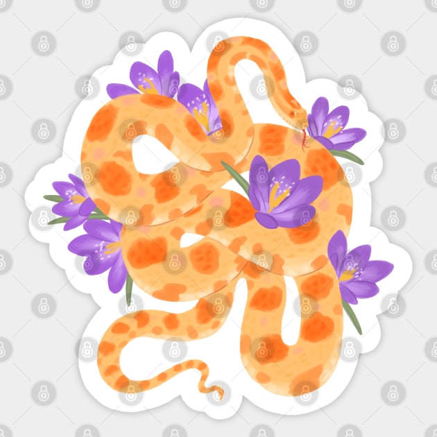 Corn Snake and Crocus Sticker by starrypaige
